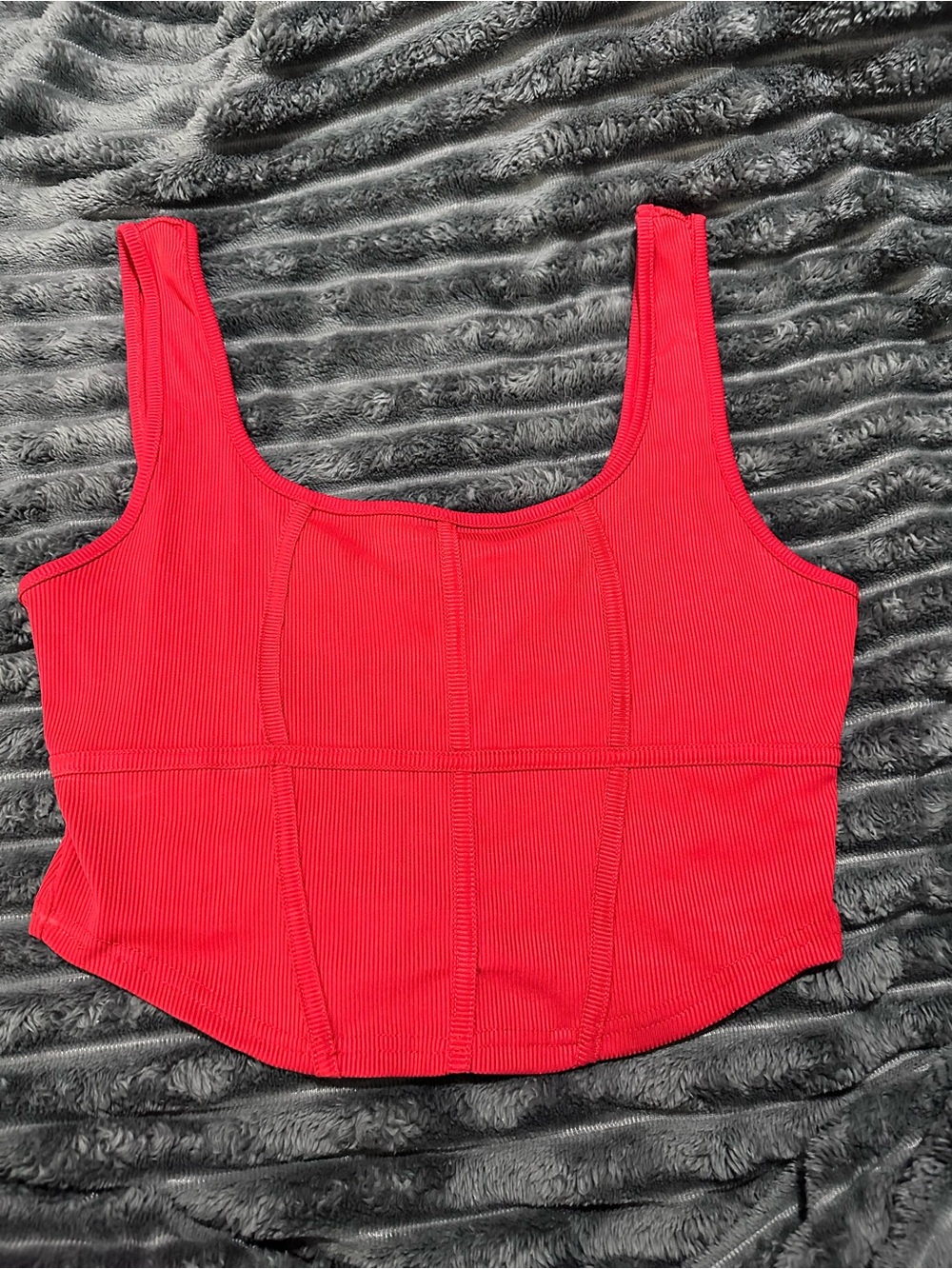 Red Ribbed Crop Tank Top